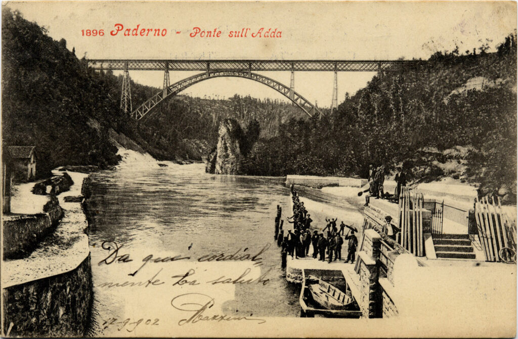 Sasso San Michele sotto il Ponte San Michele. Cartolina storica, dalla raccolta privata di Rino Tinelli