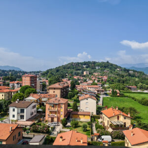 Paderno d'Adda, Chiesa Parrocchiale, vista del Paese dal campanile. Foto Garden65