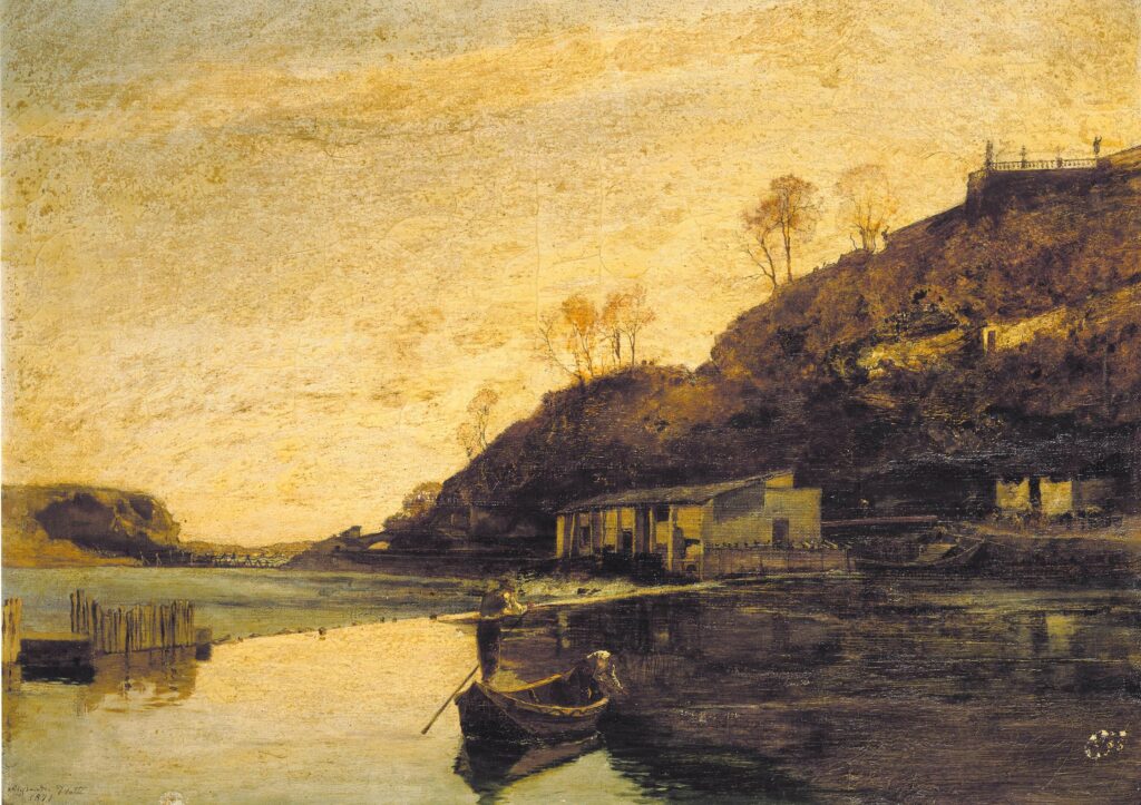 Trezzo, Anni 70' dell'Ottocento, Alessandro Trotti Bentivoglio, Incile del Naviglio della Martesana, Collezione privata Bassi (oggi disperso)