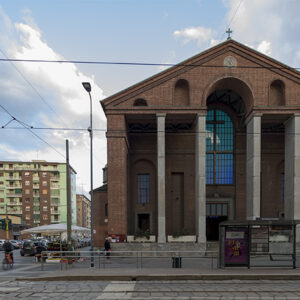 Santa Maria Annunciata in Chiesa Rossa, esterno. Foto di Roberto Marossi, da https://www.fondazioneprada.org/project/chiesa-rossa/